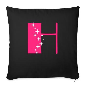 Lettre H Paillettes - Housse de coussin décorative 45 x 45 cm - noir - Devant
