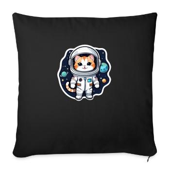 chat astronaute - espace - Housse de coussin décorative 45 x 45 cm - noir - Devant
