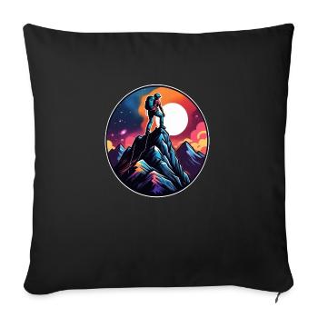 Climbing - Moon - Space - Sofa pillowcase 17,3'' x 17,3'' (45 x 45 cm) - black - Front