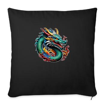 dragon asiatique - japon - chinois - Housse de coussin décorative 45 x 45 cm - noir - Devant