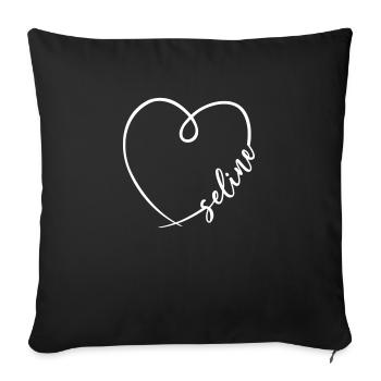 Seline Name Calligraphy Heart - Sofa pillowcase 17,3'' x 17,3'' (45 x 45 cm) - black - Front