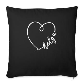 Helga Name Calligraphy Heart - Sofa pillowcase 17,3'' x 17,3'' (45 x 45 cm) - black - Front