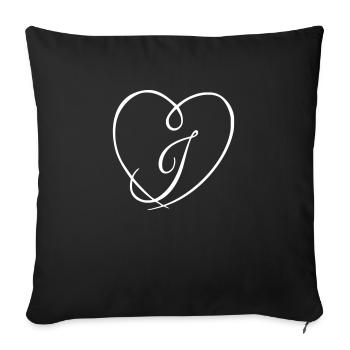 Lettre J Calligraphie Coeur - Housse de coussin décorative 45 x 45 cm - noir - Devant