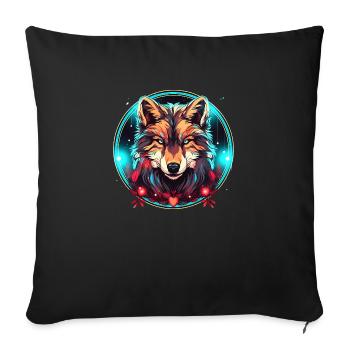 Wolf with Xmas Ornament, Love Wolfs - Sofa pillowcase 17,3'' x 17,3'' (45 x 45 cm) - black - Front