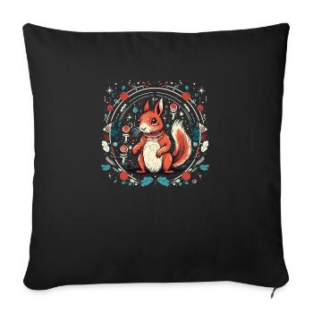 Squirrel in Ormament, Loves Squirrels - Sofa pillowcase 17,3'' x 17,3'' (45 x 45 cm) - black - Front
