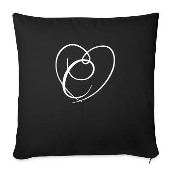 Lettre C Calligraphie Coeur - Housse de coussin décorative 45 x 45 cm - noir - Devant