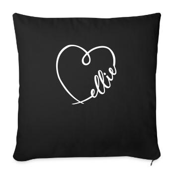 Ellie Name Calligraphy Heart - Sofa pillowcase 17,3'' x 17,3'' (45 x 45 cm) - black - Front