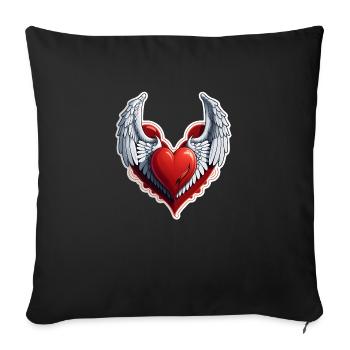 Red Heart with Wings - Sofa pillowcase 17,3'' x 17,3'' (45 x 45 cm) - black - Front