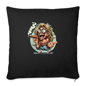 Crazy woman Zigarre - Sofakissenbezug 45 x 45 cm - Schwarz - Vorne