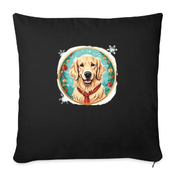 Golden Retriever chien Noël, chiens d’amour - Housse de coussin décorative 45 x 45 cm - noir - Devant