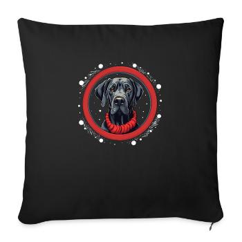 Großer Doggenhund Weihnachten, Liebeshunde - Sofakissenbezug 45 x 45 cm - Schwarz - Vorne