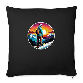 snowboard neige et ski - Housse de coussin décorative 45 x 45 cm - noir - Devant
