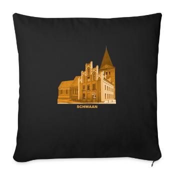 Église de l’hôtel de ville de Schwaan Mecklembourg-Poméranie-Occidentale - Housse de coussin décorative 45 x 45 cm - noir - Devant