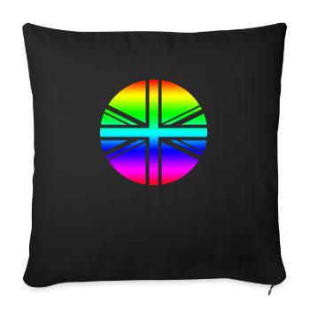 round UK Union Jack flag rainbow mod - Sofa pillowcase 17,3'' x 17,3'' (45 x 45 cm) - black - Front