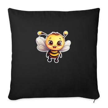Abeille joyeuse Anime - Housse de coussin décorative 45 x 45 cm - noir - Devant