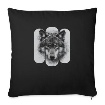 triptych Black and White Wolf - Sofa pillowcase 17,3'' x 17,3'' (45 x 45 cm) - black - Front