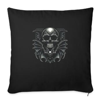 Dark Wings: Skull and Bat - Sofa pillowcase 17,3'' x 17,3'' (45 x 45 cm) - black - Front