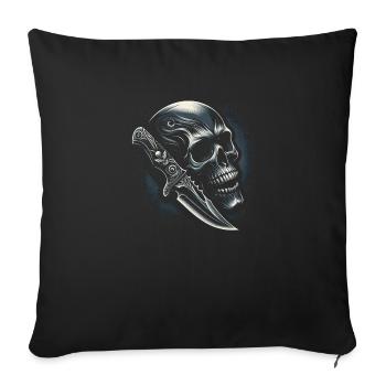 Blade's Edge: Skull and Ornate Knife - Sofa pillowcase 17,3'' x 17,3'' (45 x 45 cm) - black - Front