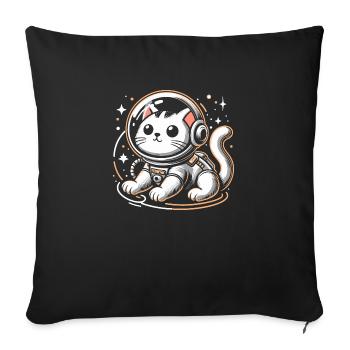 Chat astronaute - Housse de coussin décorative 45 x 45 cm - noir - Devant