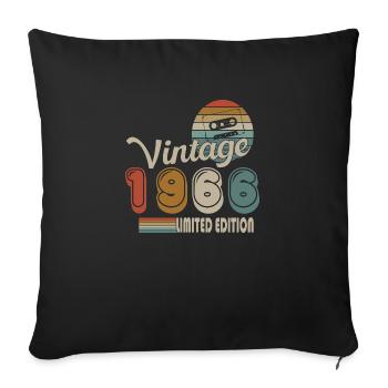 1966 Anniversaire Né en 1966 Millésime Rétro 58 an - Housse de coussin décorative 45 x 45 cm - noir - Devant