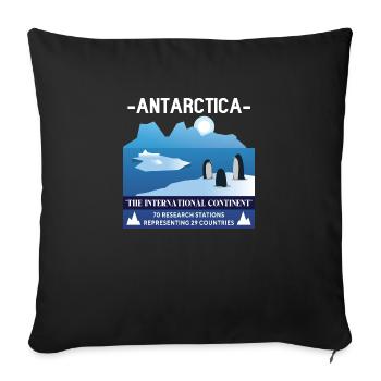 Antarctica - The International Continent - Sofa pillowcase 17,3'' x 17,3'' (45 x 45 cm) - black - Front