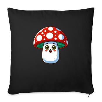 Funny cheerful toadstool - Sofa pillowcase 17,3'' x 17,3'' (45 x 45 cm) - black - Front
