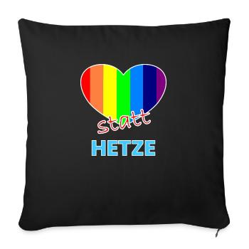 Herz statt Hetze - Sofakissenbezug 45 x 45 cm - Schwarz - Vorne