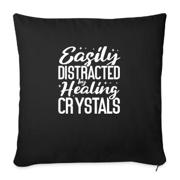 Facilement distrait par les cristaux de guérison Spirituel - Housse de coussin décorative 45 x 45 cm - noir - Devant
