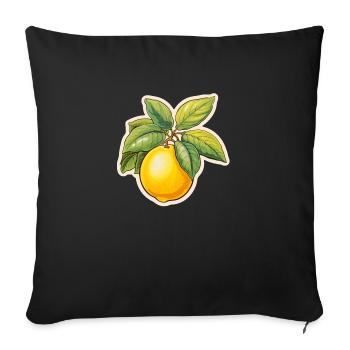 Citron avec feuille - Housse de coussin décorative 45 x 45 cm - noir - Devant