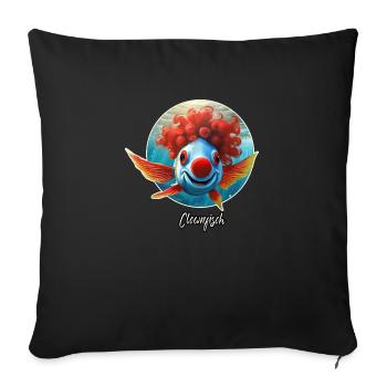 Jeu de mots ambigu sur l’expression allemande - Clownfisch - Housse de coussin décorative 45 x 45 cm - noir - Devant