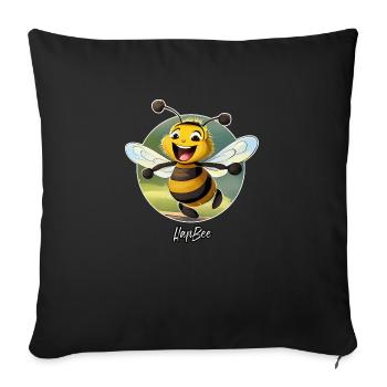 Jeu de mots expression ambiguë - HapBee Happy Bee - Housse de coussin décorative 45 x 45 cm - noir - Devant