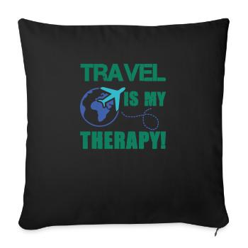 travel therapy - Sofa pillowcase 17,3'' x 17,3'' (45 x 45 cm) - black - Front