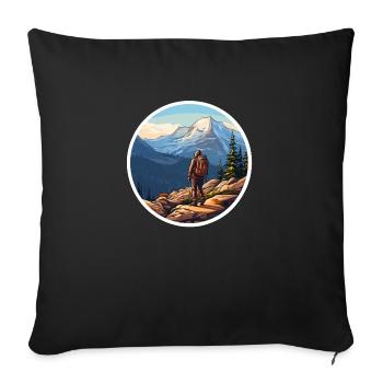 Wandern oder Hiking - Sofakissenbezug 45 x 45 cm - Schwarz - Vorne