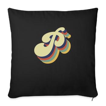 Retro Letter P - Sofa pillowcase 17,3'' x 17,3'' (45 x 45 cm) - black - Front