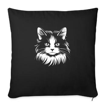 Chat, Motif De Chat - Housse de coussin décorative 45 x 45 cm - noir - Devant