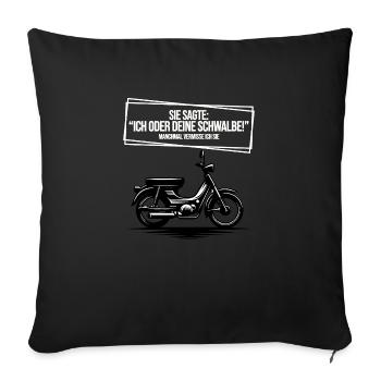 Lustiger Schwalbe Spruch Mofa Moped Geschenk - Sofakissenbezug 45 x 45 cm - Schwarz - Vorne