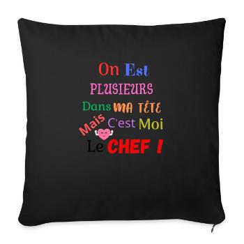 On est plusieurs dans ma tête - Housse de coussin décorative 45 x 45 cm - noir - Devant