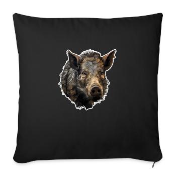 Wild boar's head - Sofa pillowcase 17,3'' x 17,3'' (45 x 45 cm) - black - Front
