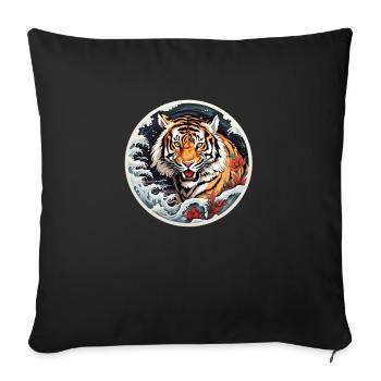 Tigre par une froide nuit d’hiver - Housse de coussin décorative 45 x 45 cm - noir - Devant