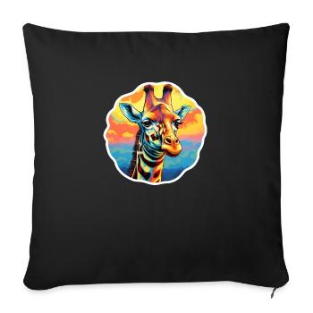 Tête de girafe psychédélique - Housse de coussin décorative 45 x 45 cm - noir - Devant
