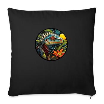 Lizard in the jungle - Sofa pillowcase 17,3'' x 17,3'' (45 x 45 cm) - black - Front