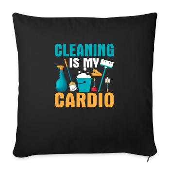 Le nettoyage est mon nettoyant d’entretien cardio - Housse de coussin décorative 45 x 45 cm - noir - Devant