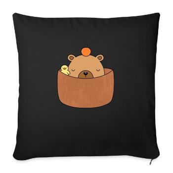 Cute capybara with tangerine in bath with duckling - Sofa pillowcase 17,3'' x 17,3'' (45 x 45 cm) - black - Front
