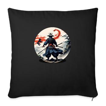 Paysage de dragon de samouraï du Japon - Housse de coussin décorative 45 x 45 cm - noir - Devant