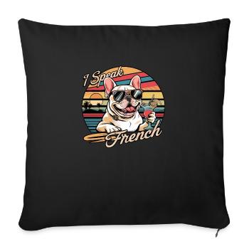 bouledogue francais - bulldog - chien de compagnie - Housse de coussin décorative 45 x 45 cm - noir - Devant