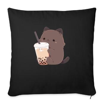 cute cat - Sofa pillowcase 17,3'' x 17,3'' (45 x 45 cm) - black - Front