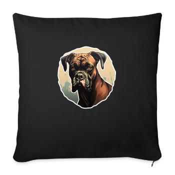 Boxer head interested - Sofa pillowcase 17,3'' x 17,3'' (45 x 45 cm) - black - Front
