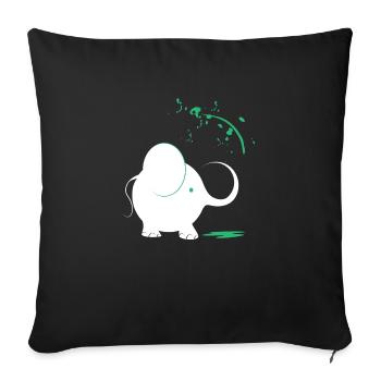 Weißer Elefant mit türkisfarbener Farbe - Sofakissenbezug 45 x 45 cm - Schwarz - Vorne