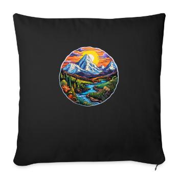 Mountain panorama at sunrise - Sofa pillowcase 17,3'' x 17,3'' (45 x 45 cm) - black - Front
