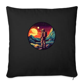 Astronaute sur une planète extraterrestre - Housse de coussin décorative 45 x 45 cm - noir - Devant